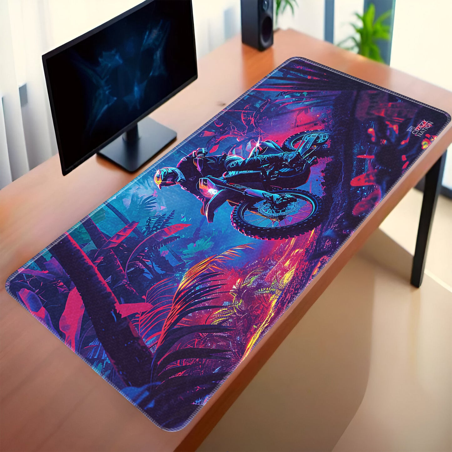 Neon Jungle Ride Stiched Desk Mat