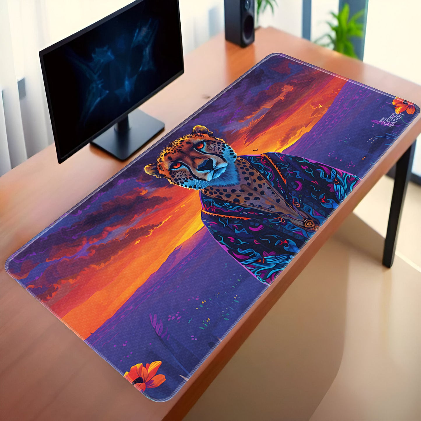 Zen Cheetah at Dusk Stiched Desk Mat