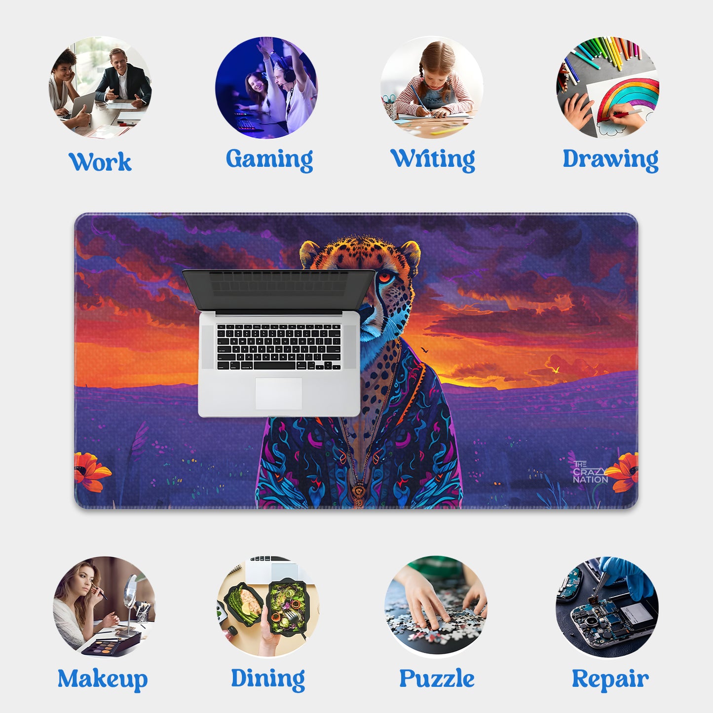 Zen Cheetah at Dusk Stiched Desk Mat