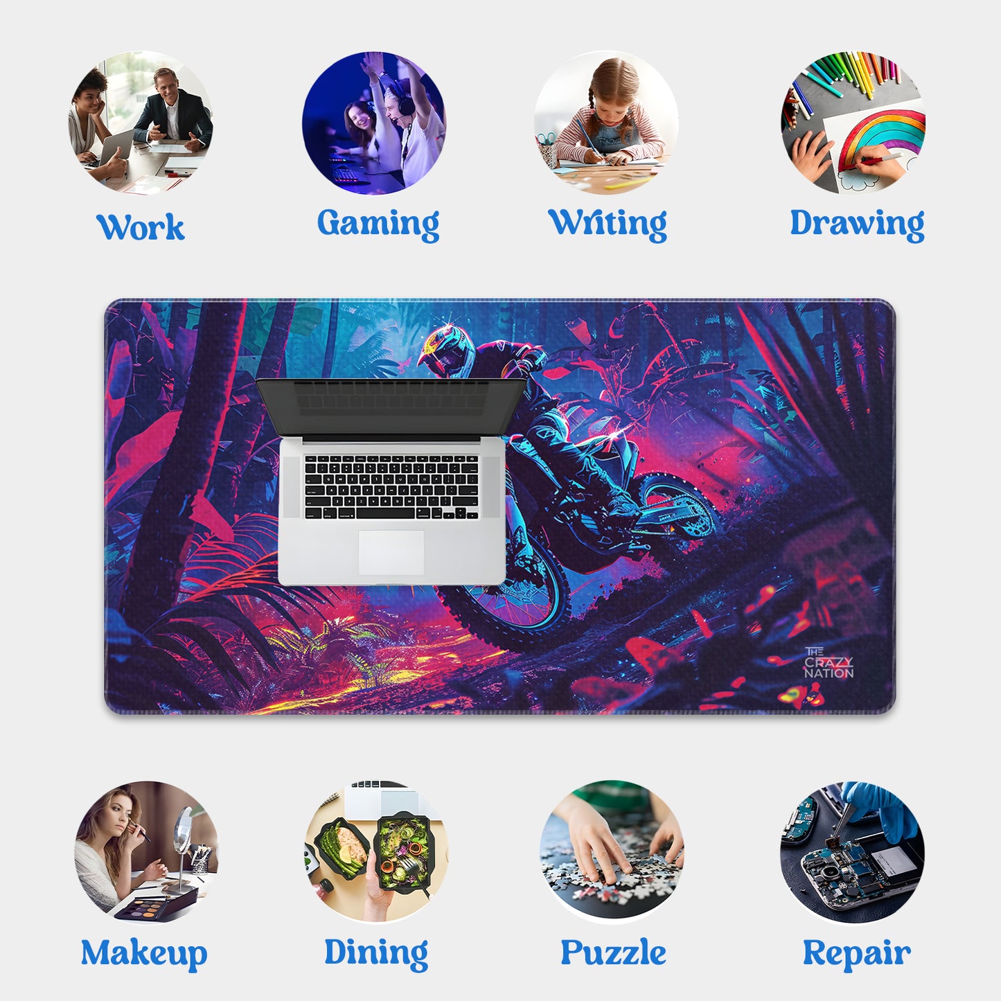 Neon Jungle Ride Stiched Desk Mat