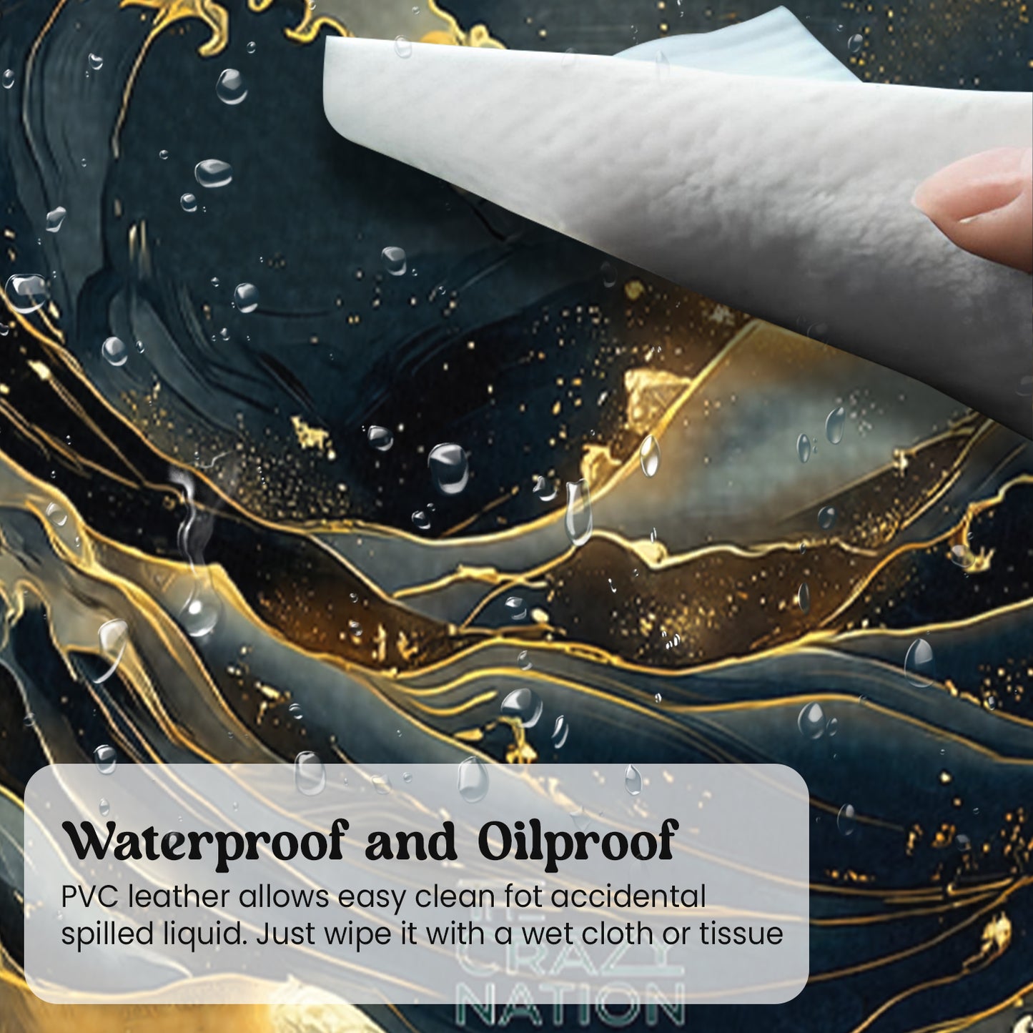 Golden Wave Stitched Desk Mat