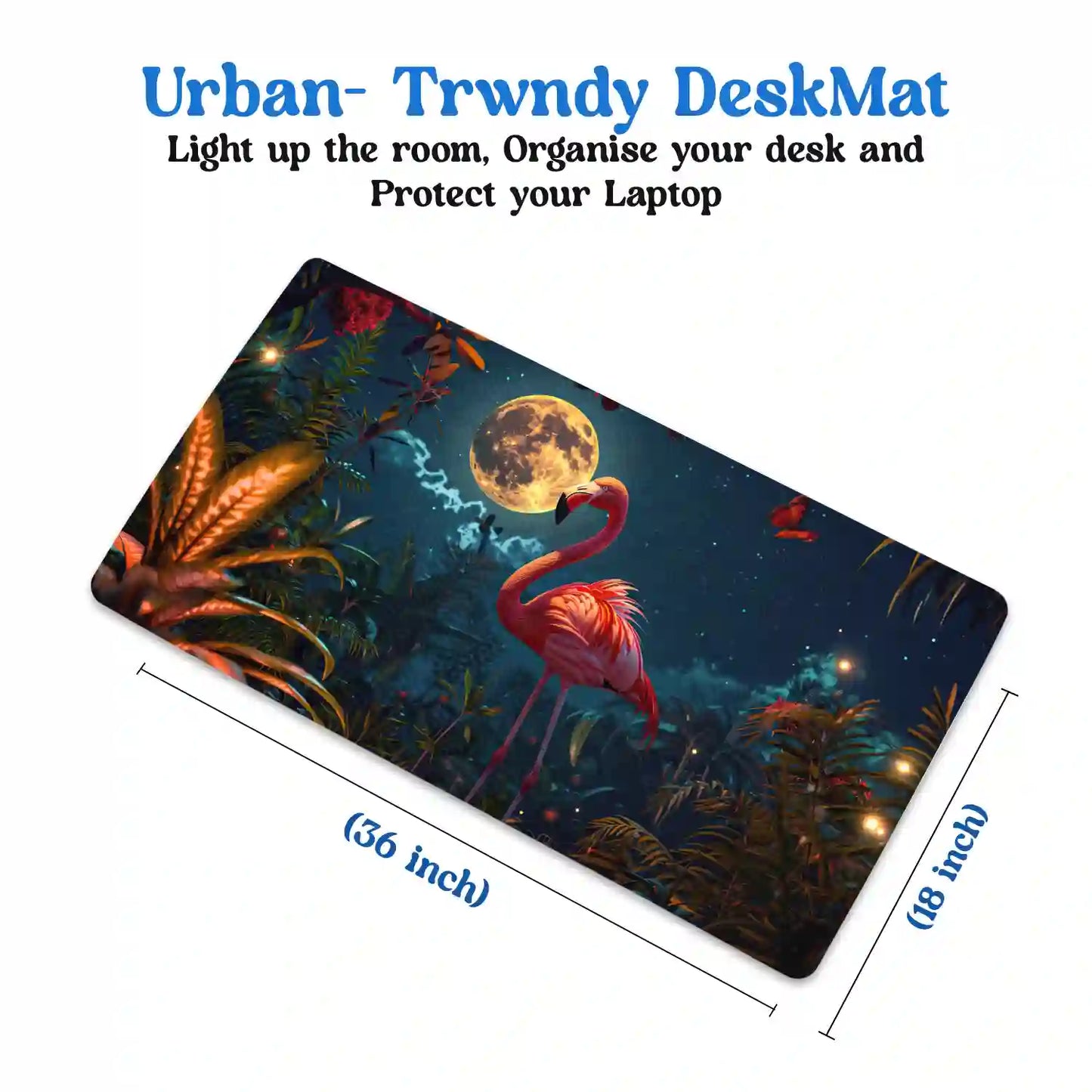 Moonlit Flamingo in Enchanted Jungle Desk Mat