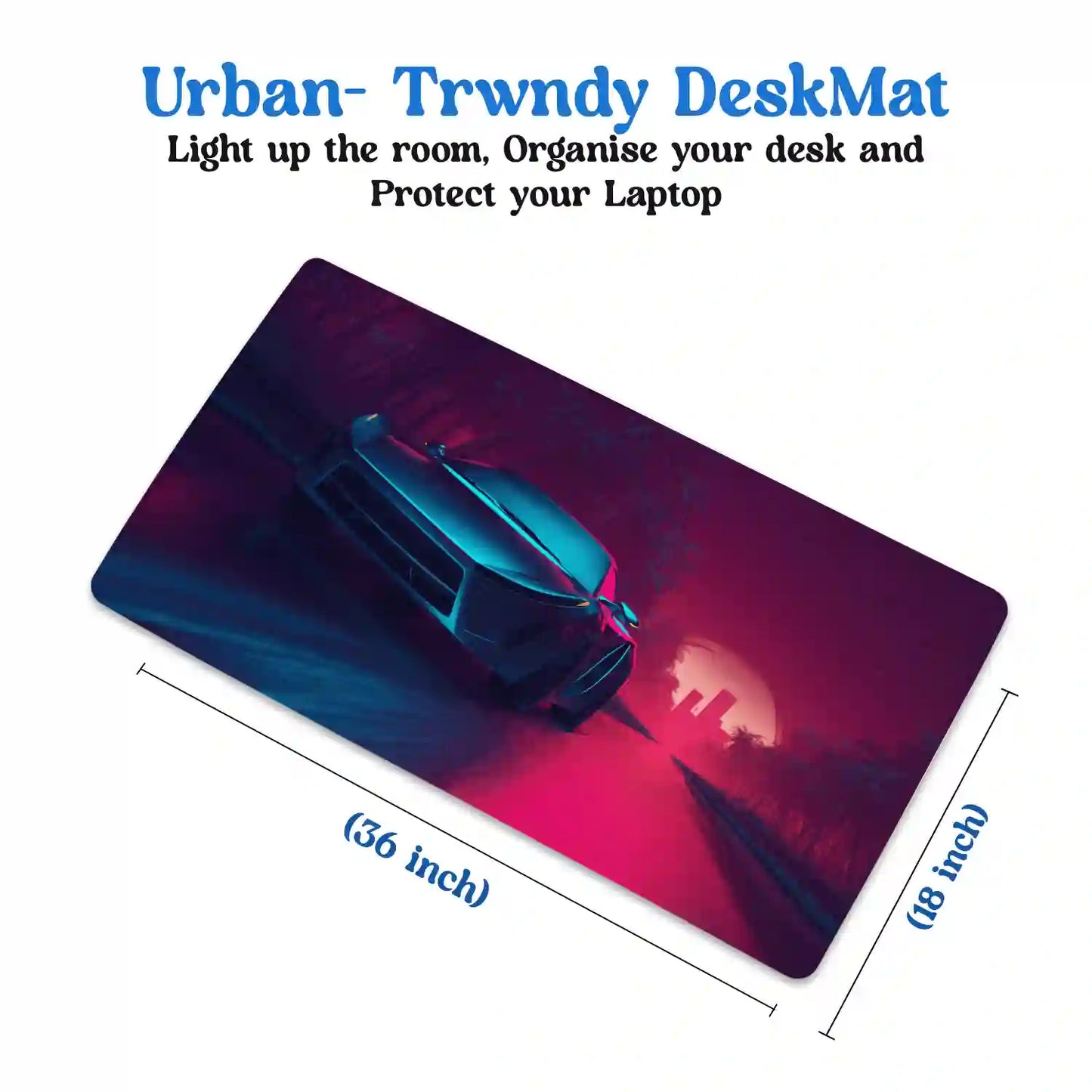 Neon Night Drive Desk Mat