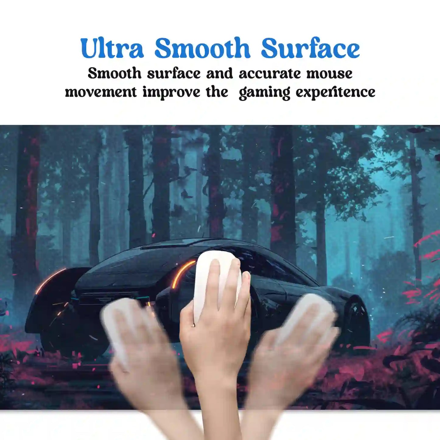 Futuristic Car in Enchanted Forest Desk Mat