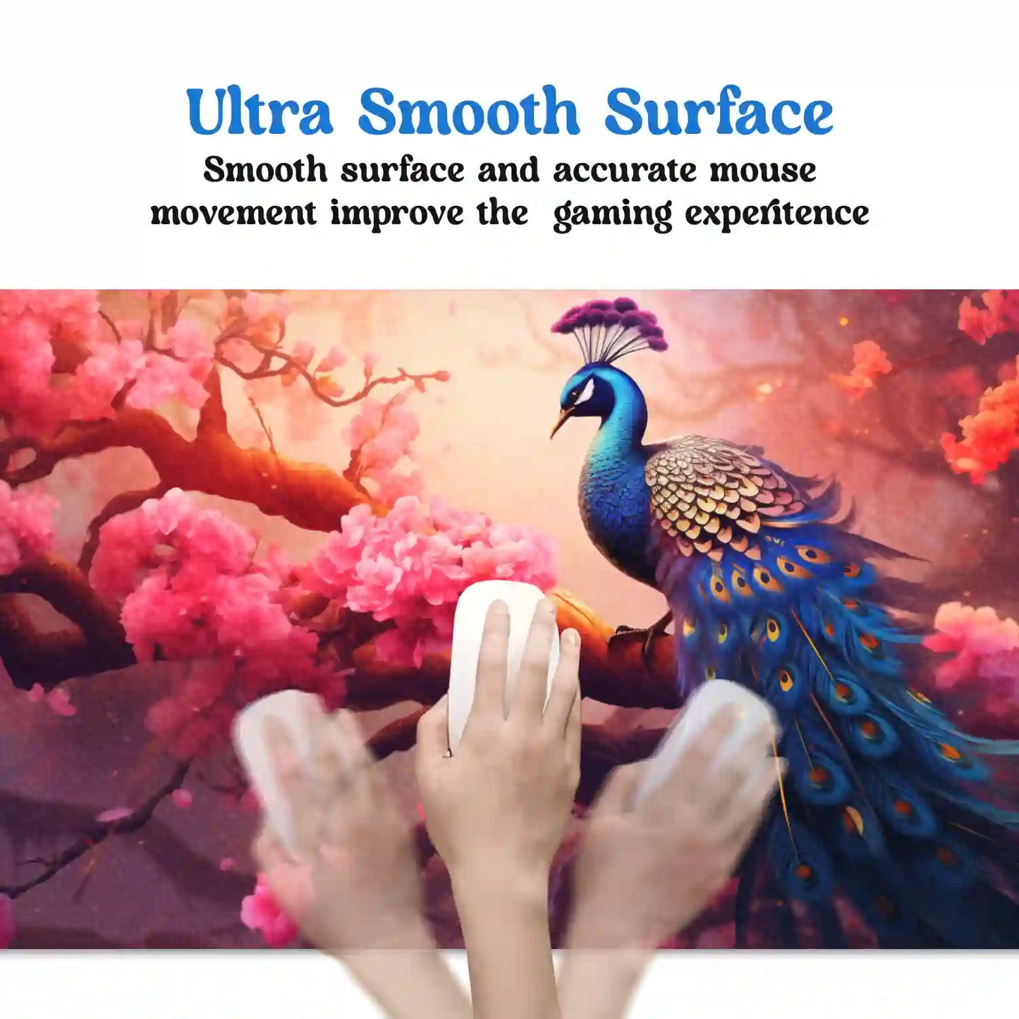 Majestic Peacock Amidst Blossoms Desk Mat