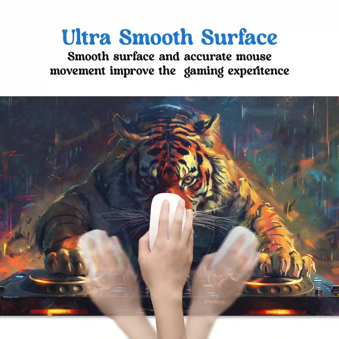 Tiger DJ in Action Desk Mat