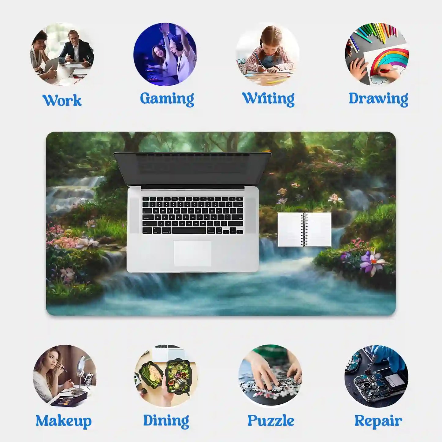 Enchanted Forest Waterfalls Desk Mat