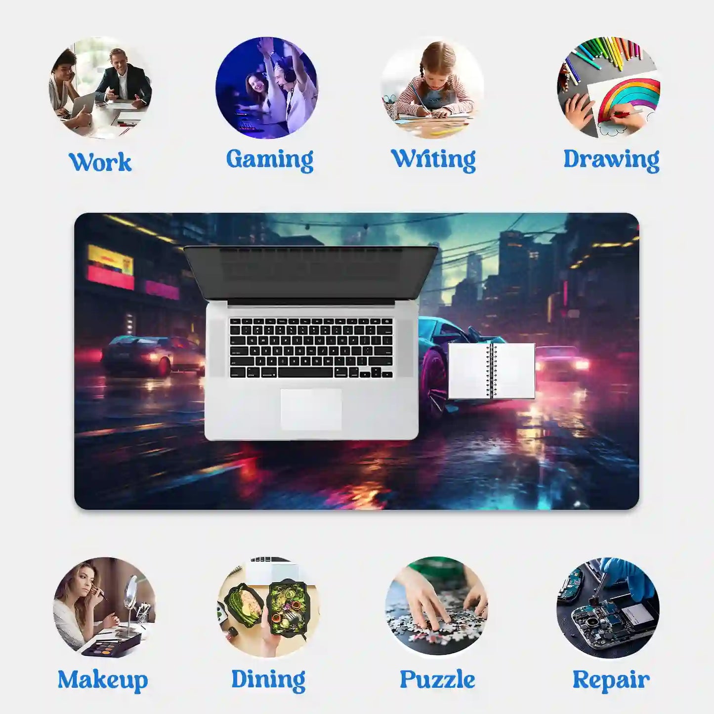 Neon Night Racer Desk Mat