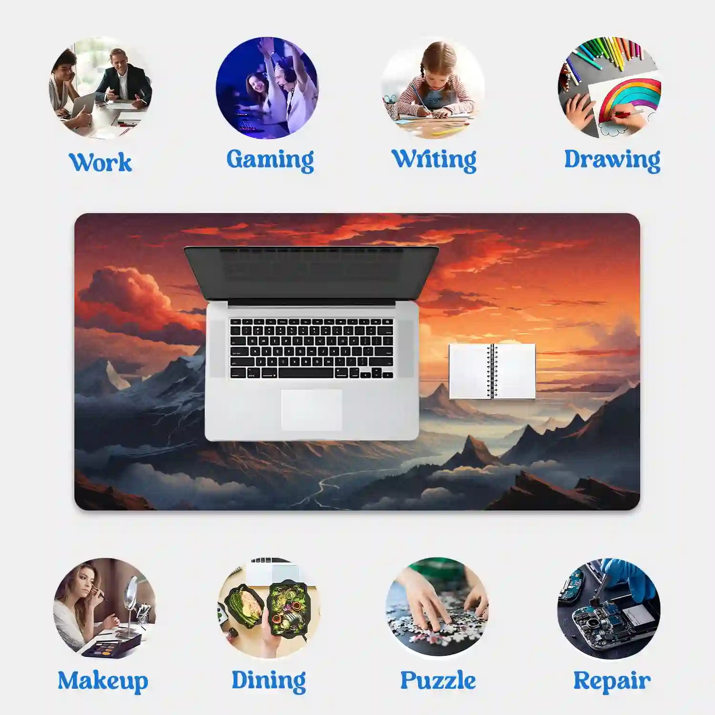 Majestic Mountain Sunset Desk Mat