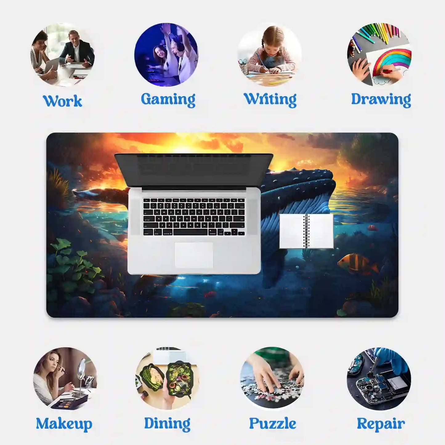 Sunset Whale Journey Desk Mat