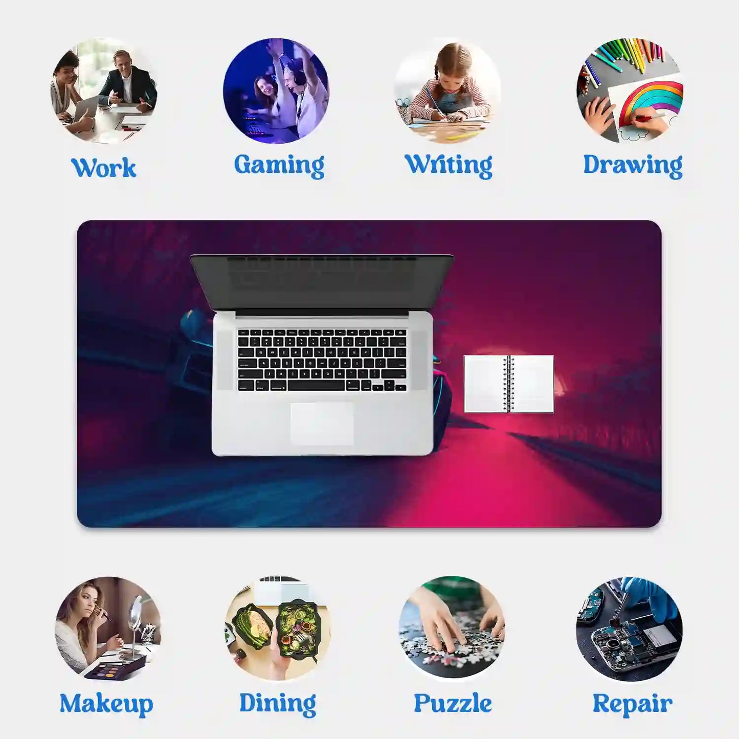 Neon Night Drive Desk Mat