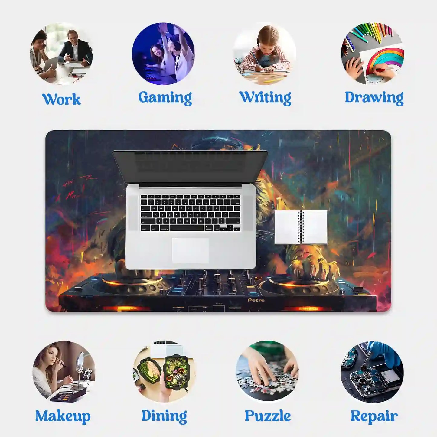 Tiger DJ in Action Desk Mat