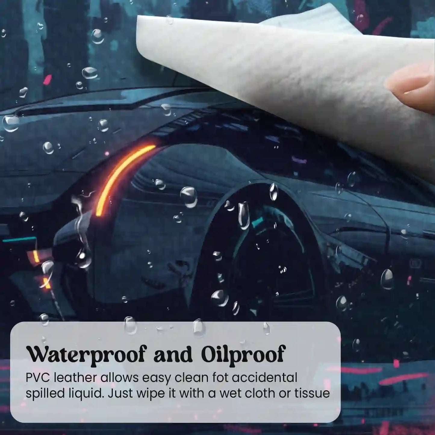 Futuristic Car in Enchanted Forest Desk Mat