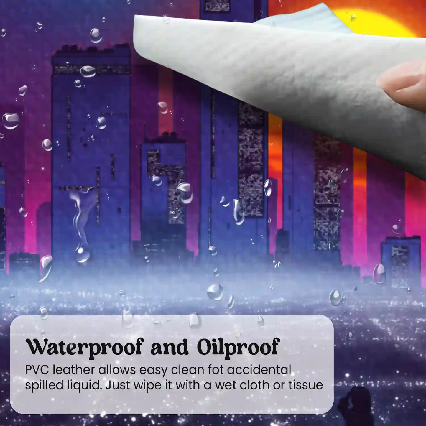 Neon Cityscape at Dusk Desk Mat