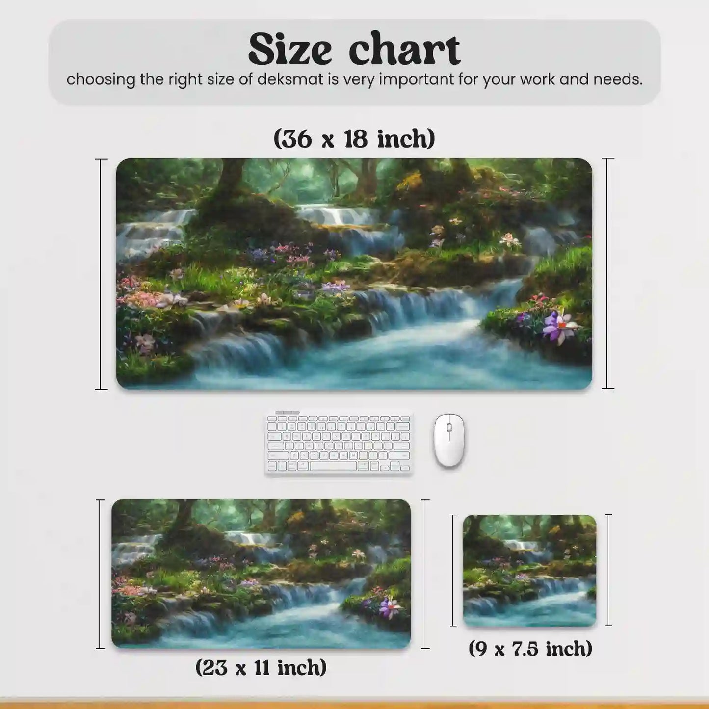 Enchanted Forest Waterfalls Desk Mat