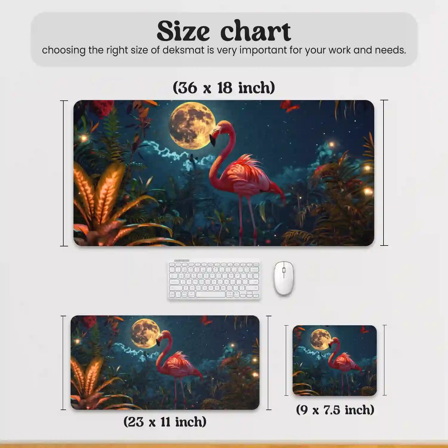 Moonlit Flamingo in Enchanted Jungle Desk Mat