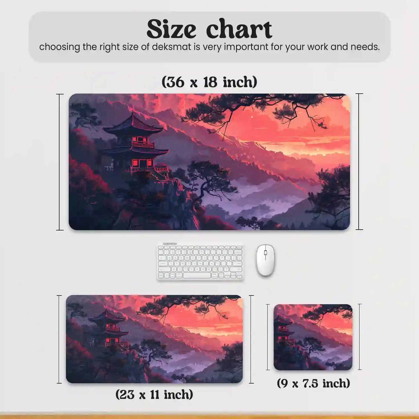 Tranquil Mountain Temple at Sunset Desk Mat