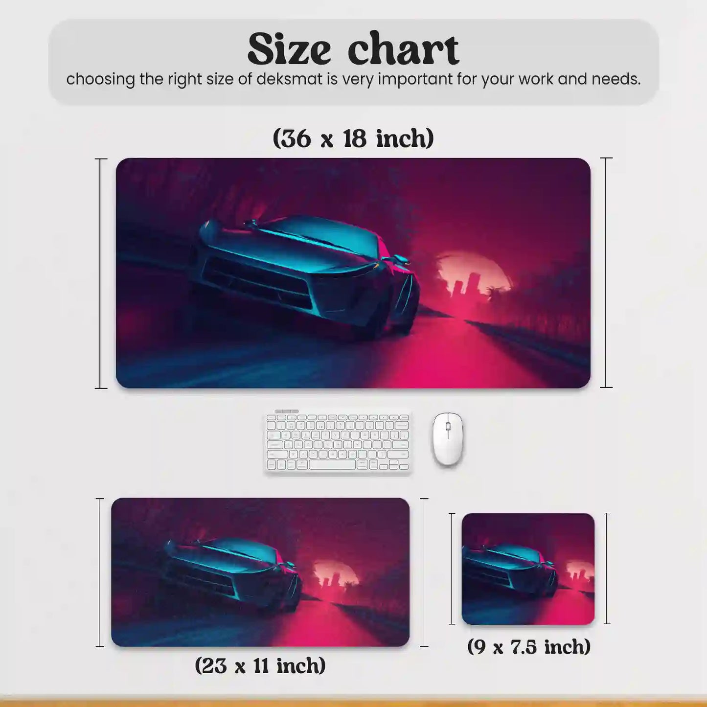 Neon Night Drive Desk Mat