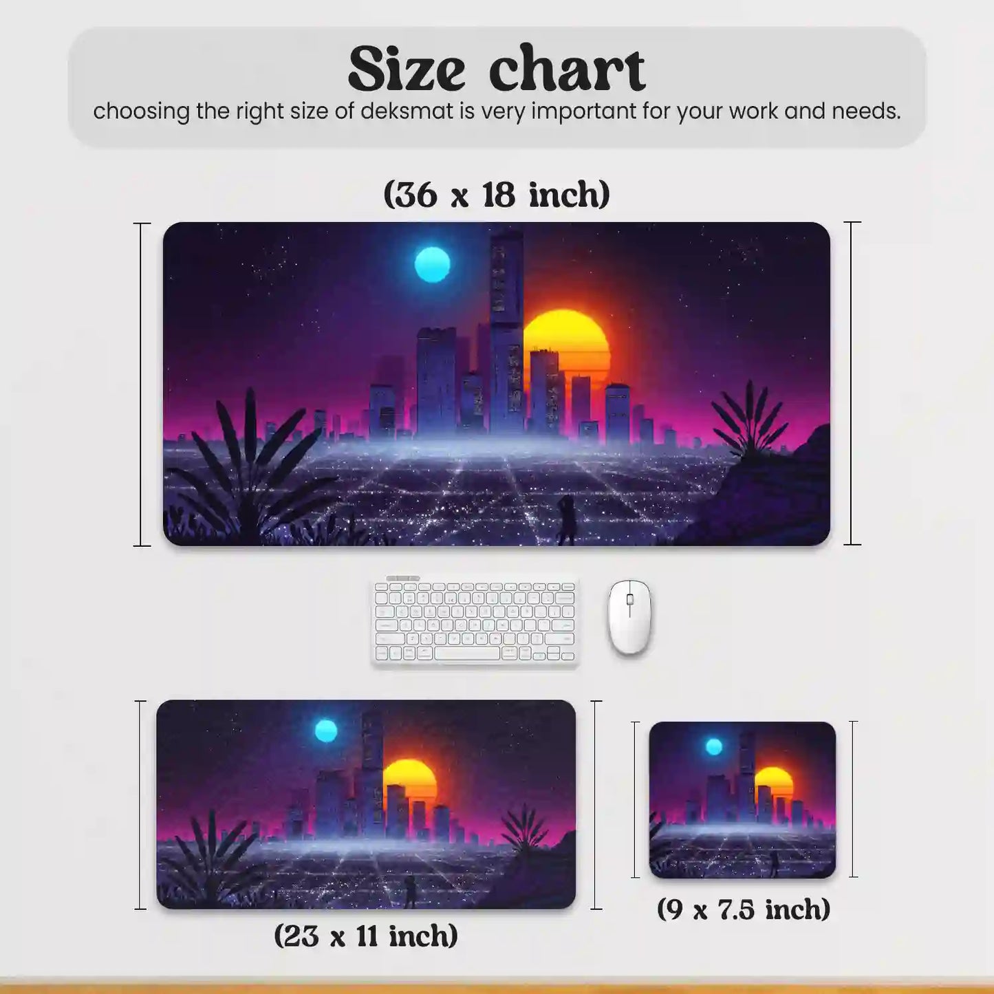 Neon Cityscape at Dusk Desk Mat