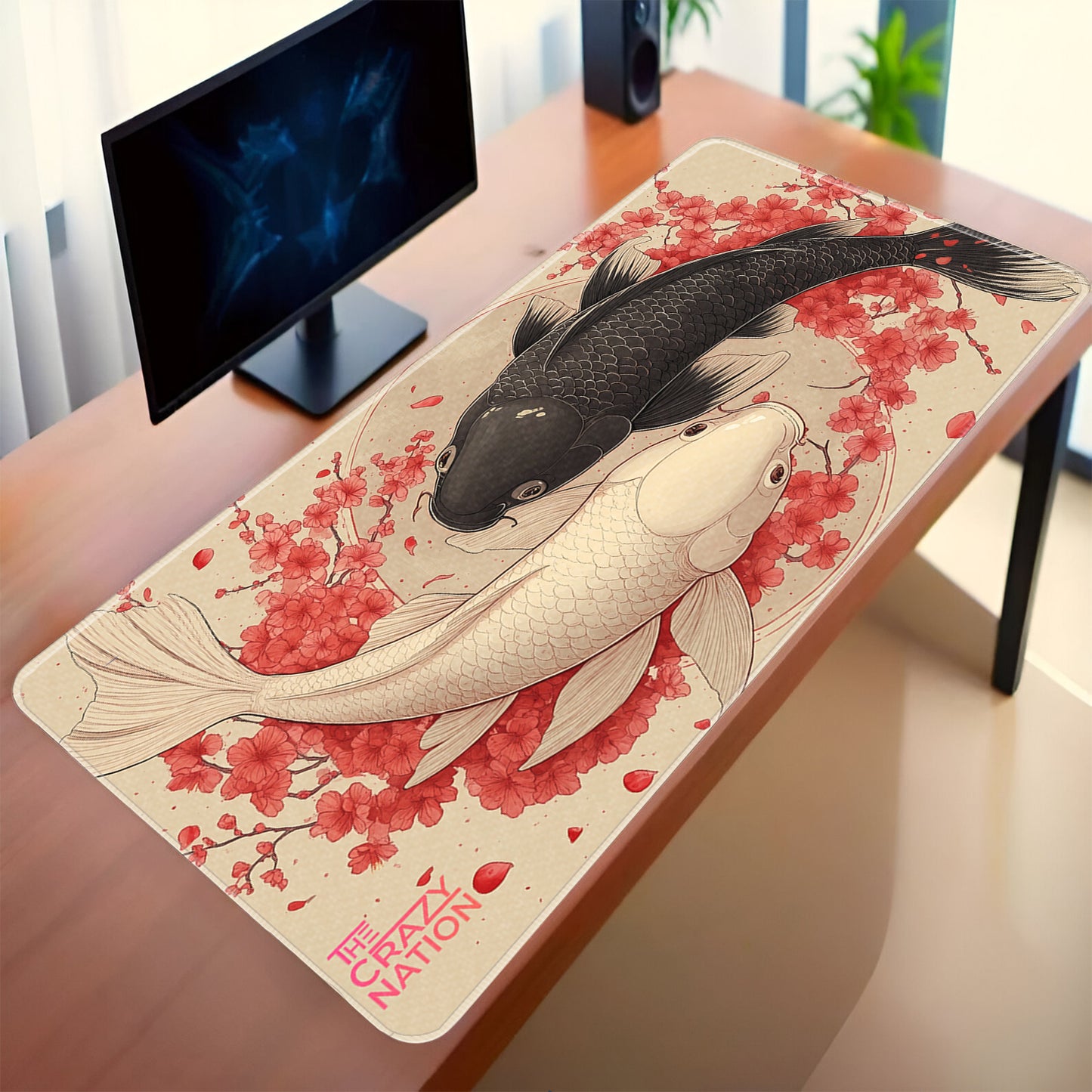 Ying Yang Fish Stitched Desk Mat