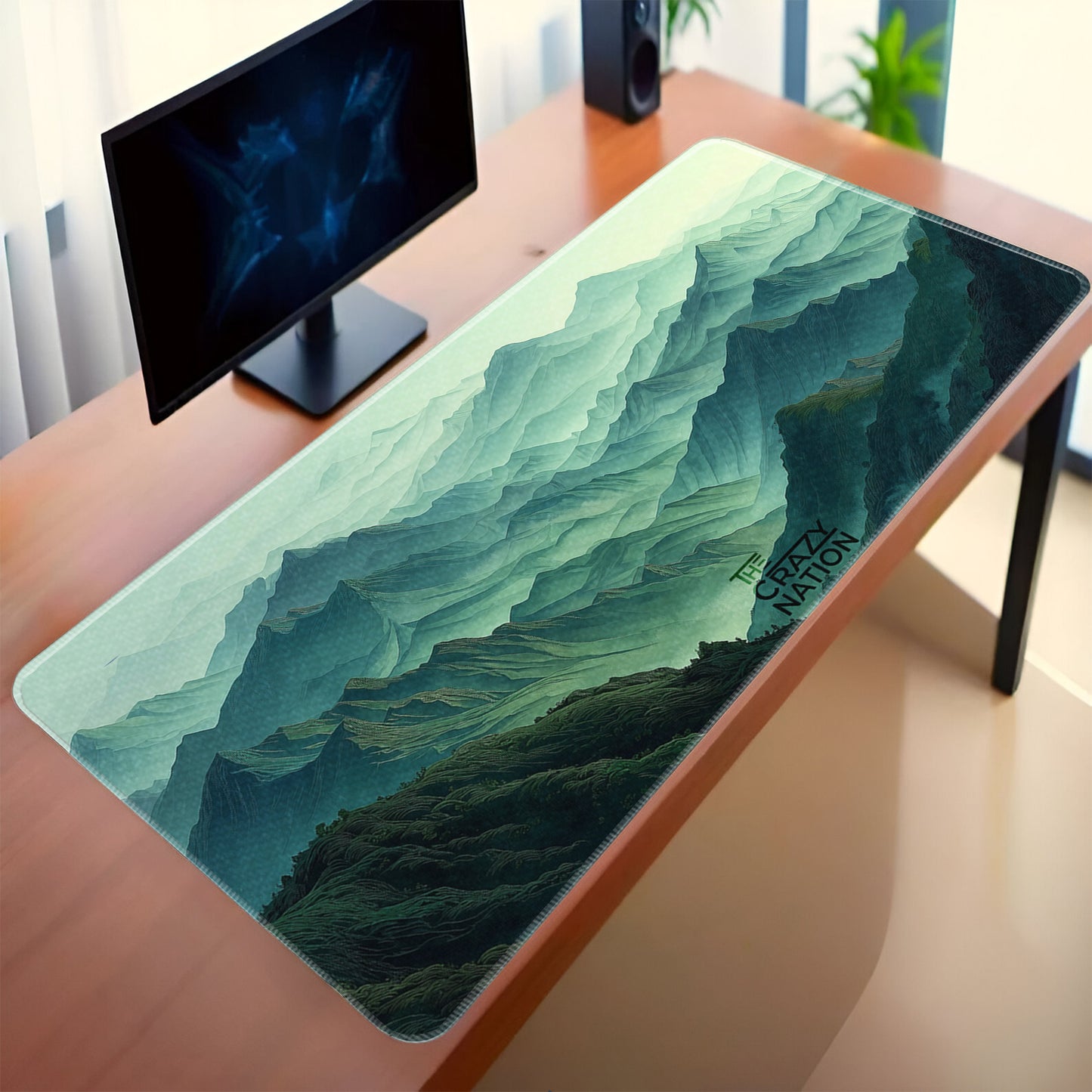 Green Forest Stitched Desk Mat