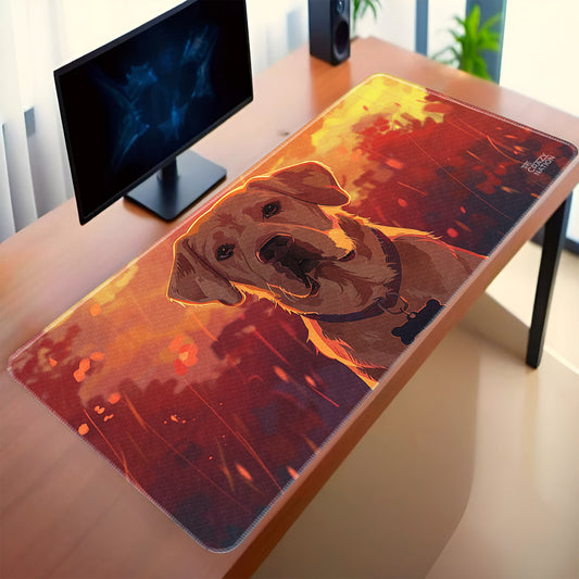 Golden Retriever at Sunset Stiched Desk Mat