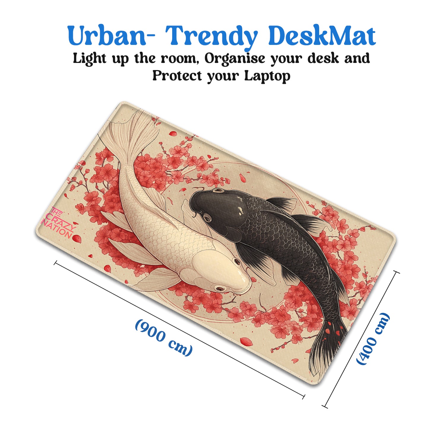 Ying Yang Fish Stitched Desk Mat