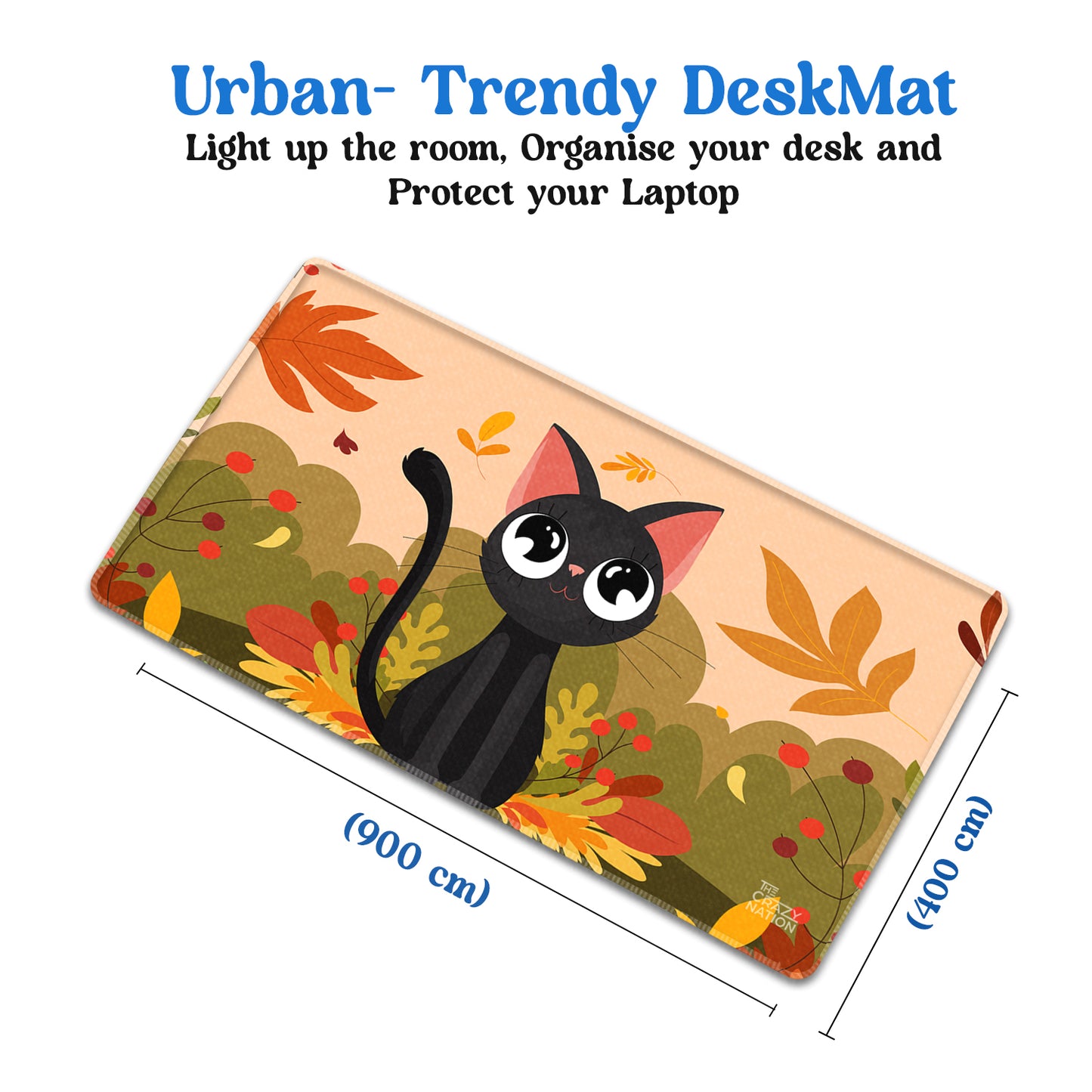 Autumn Cat Delight Stiched Desk Mat