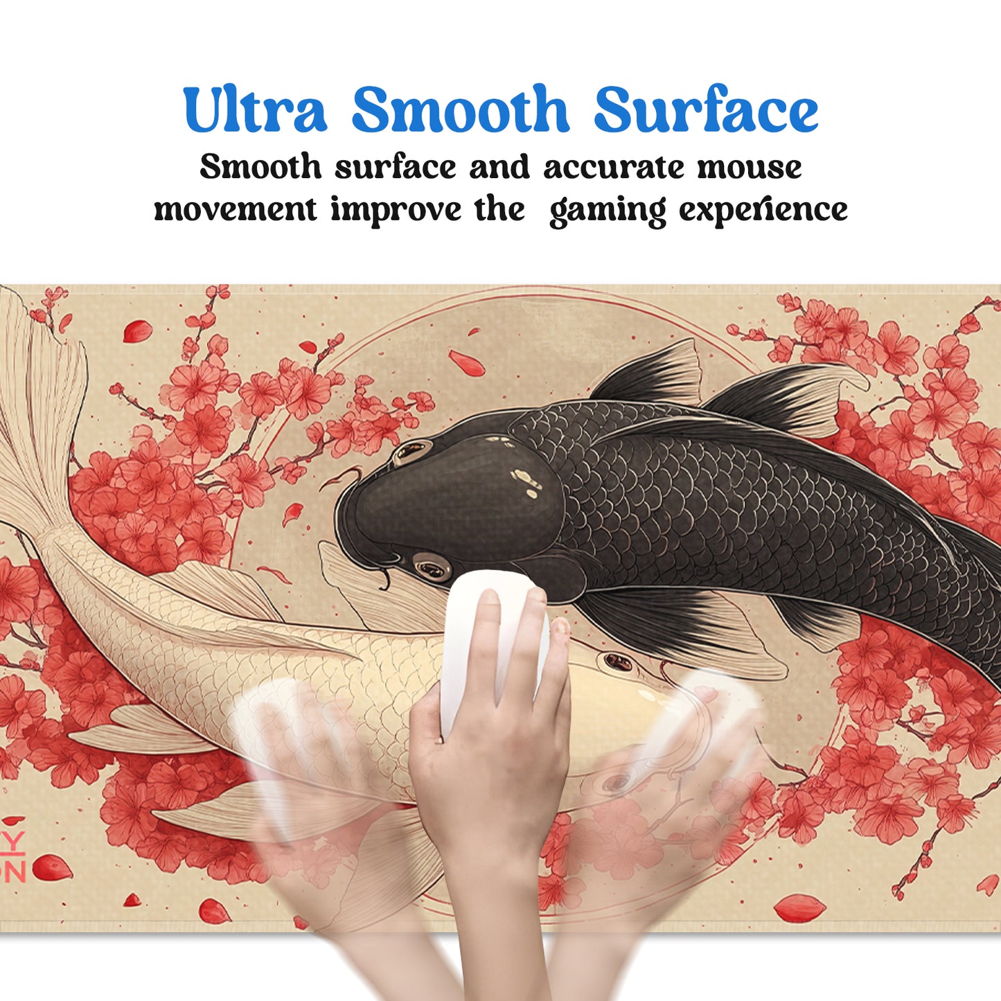 Ying Yang Fish Stitched Desk Mat