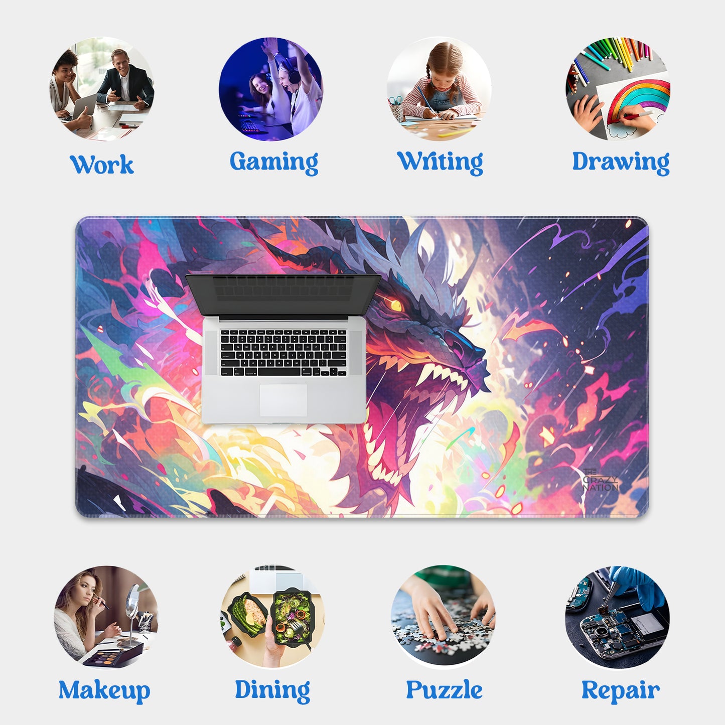 Fiery Dragon’s Roar Stiched Desk Mat