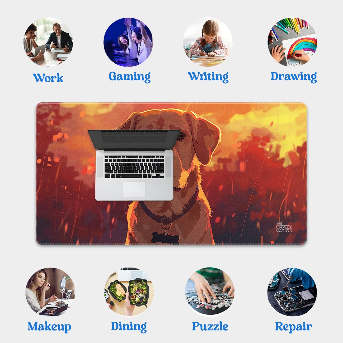 Golden Retriever at Sunset Stiched Desk Mat