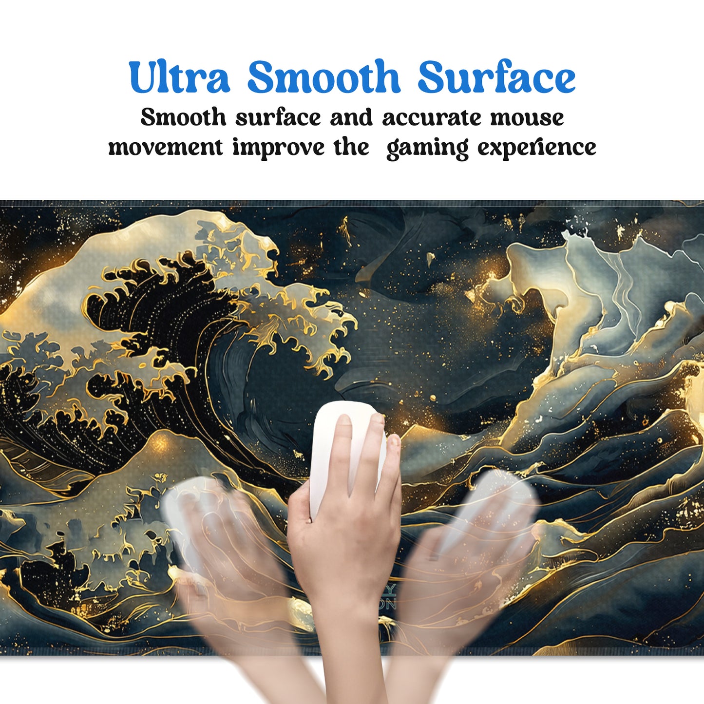 Golden Wave Stitched Desk Mat