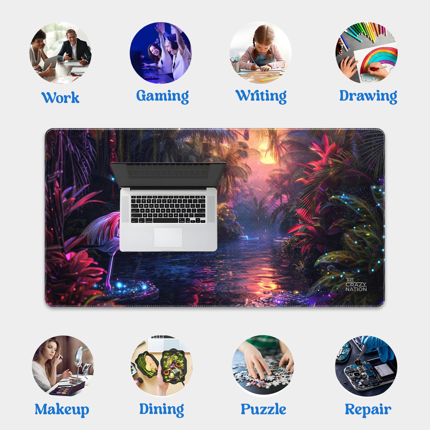 Enchanted Flamingo Oasis Stiched Desk Mat