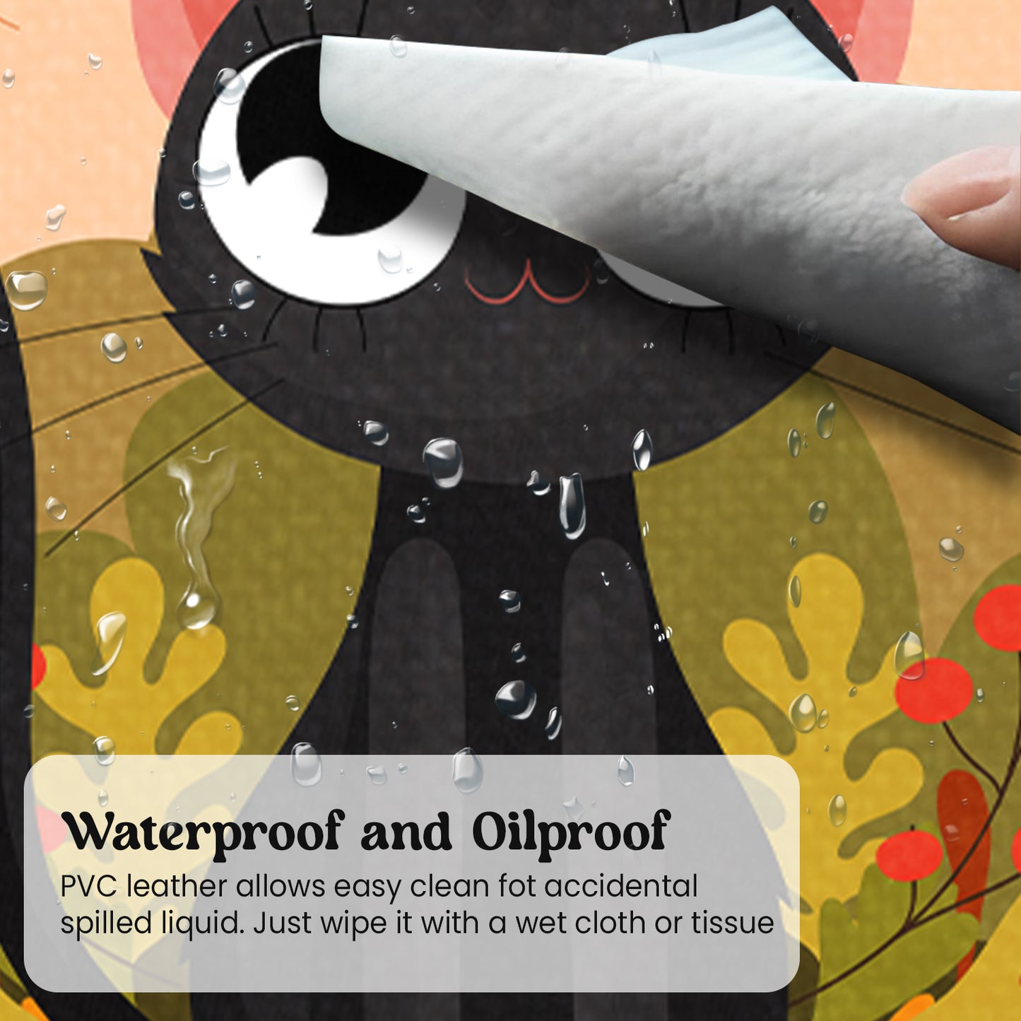 Autumn Cat Delight Stiched Desk Mat