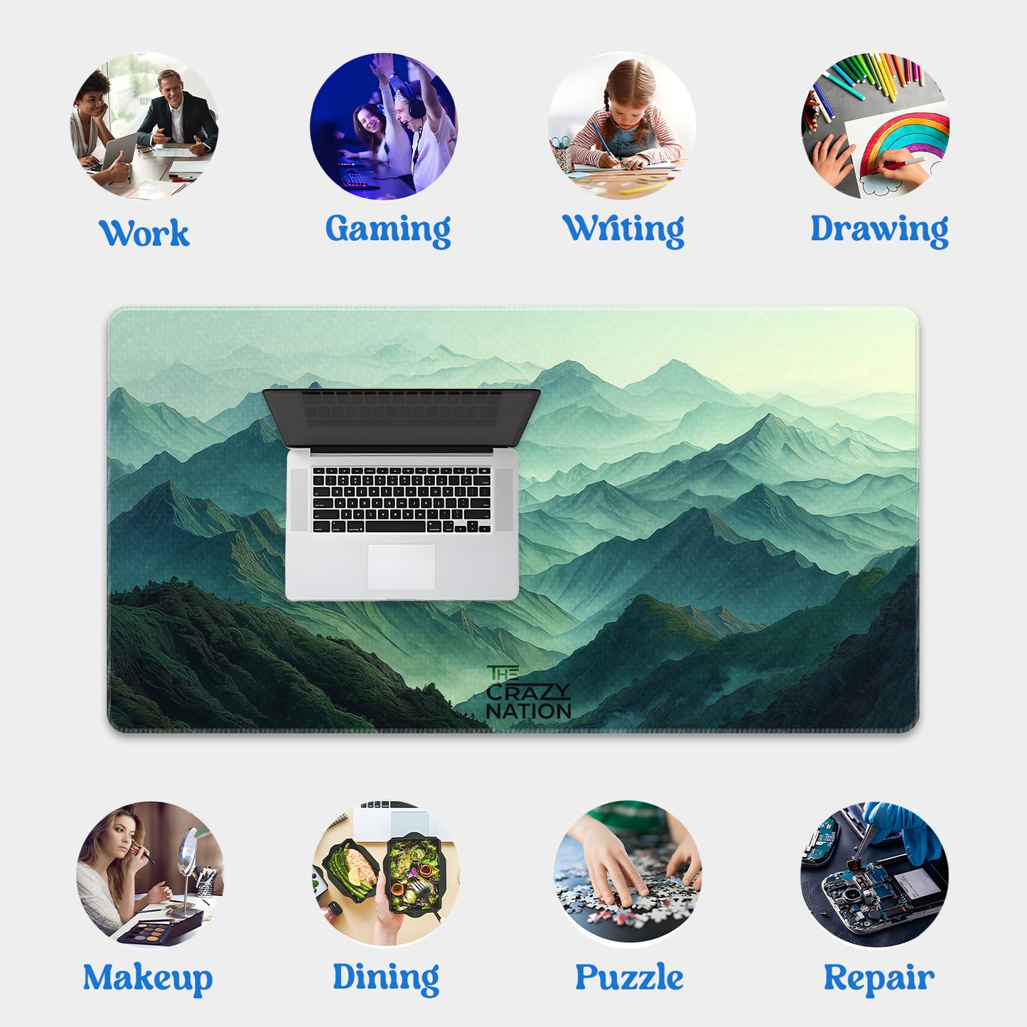 Green Forest Stitched Desk Mat