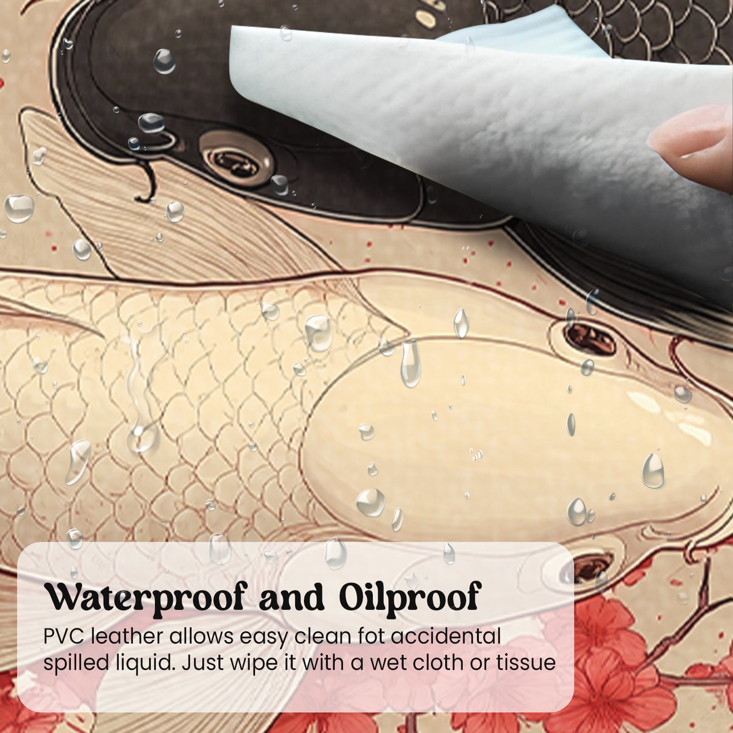 Ying Yang Fish Stitched Desk Mat