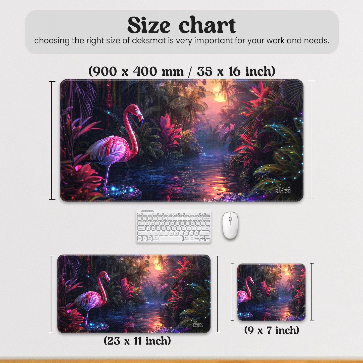 Enchanted Flamingo Oasis Stiched Desk Mat