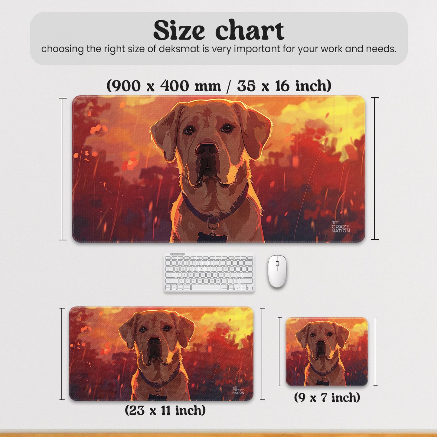 Golden Retriever at Sunset Stiched Desk Mat