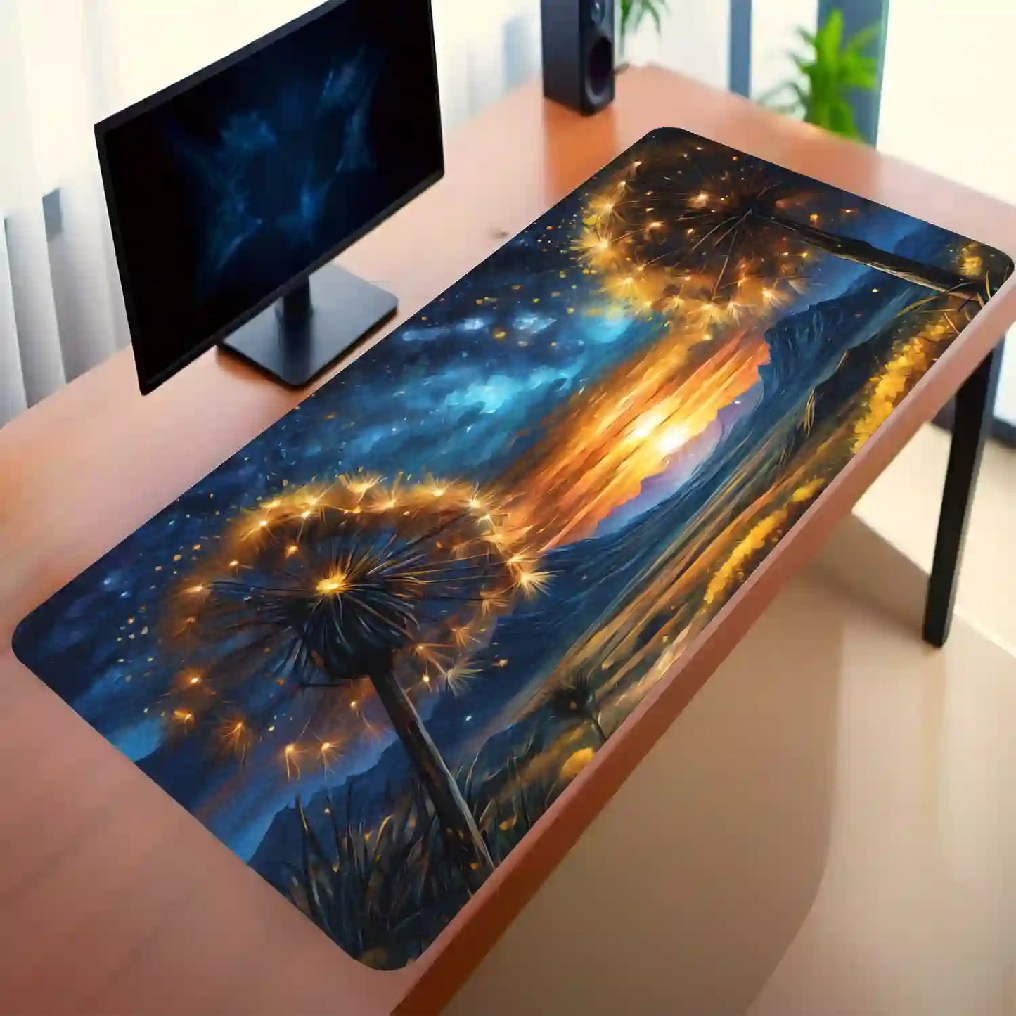 Golden Dreams at Dusk Desk Mat