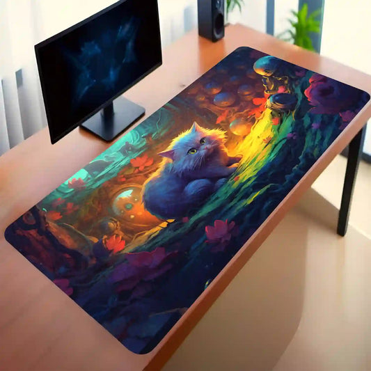 Neon Jungle Cat Desk Mat