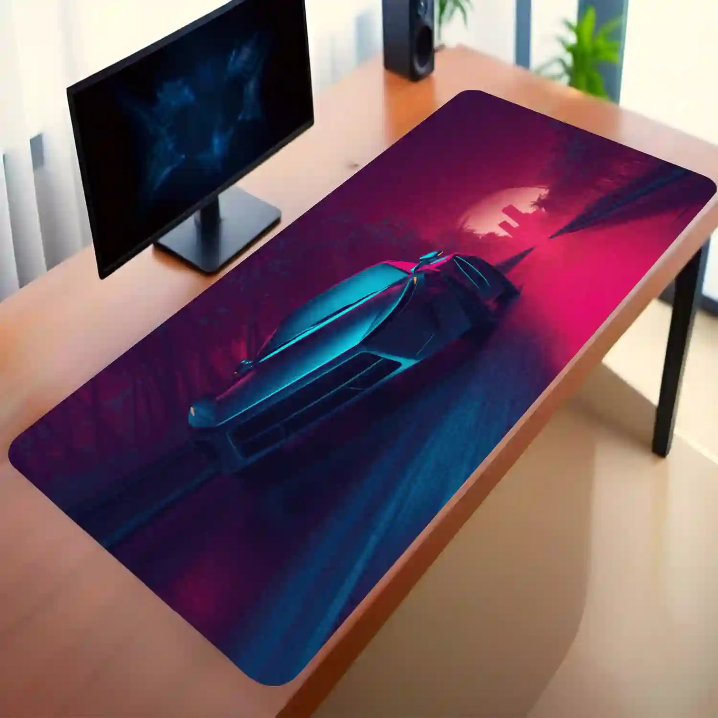 Neon Night Drive Desk Mat