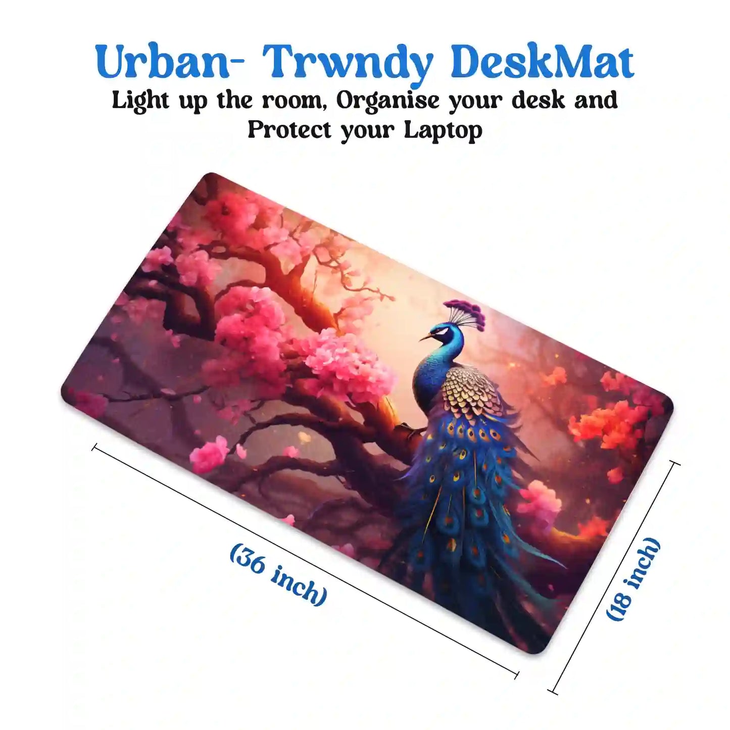 Majestic Peacock Amidst Blossoms Desk Mat