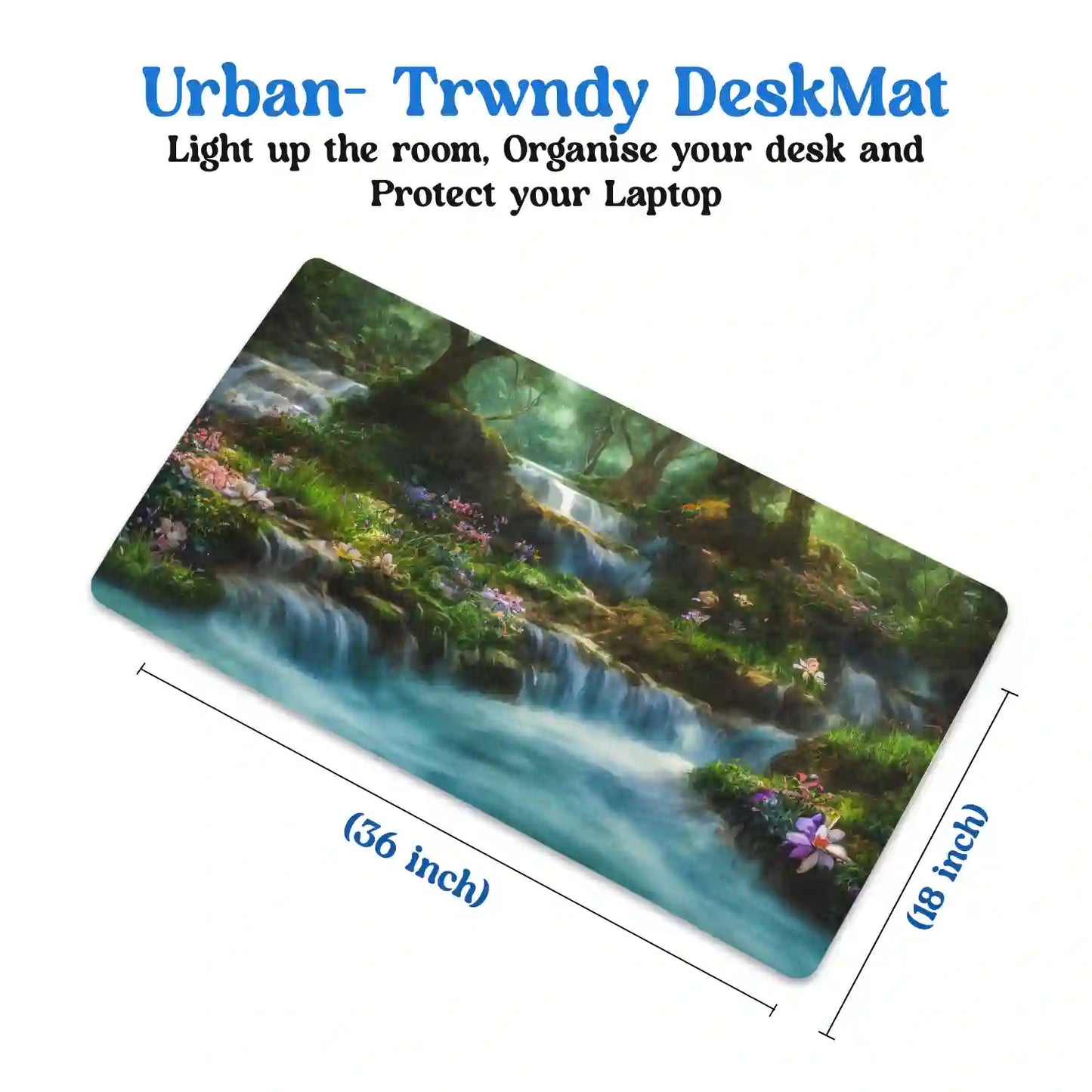 Enchanted Forest Waterfalls Desk Mat