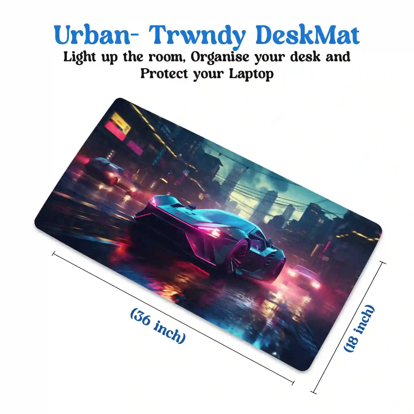 Neon Night Racer Desk Mat