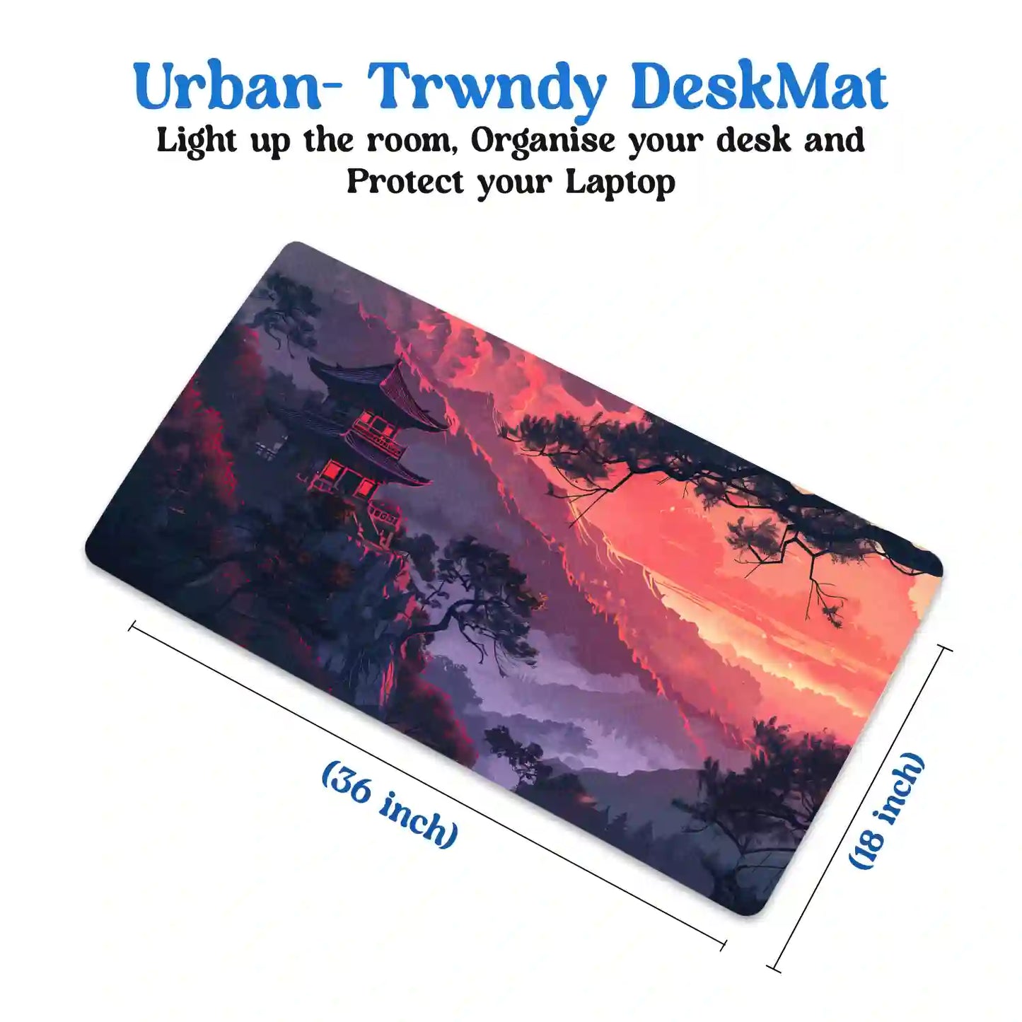 Tranquil Mountain Temple at Sunset Desk Mat