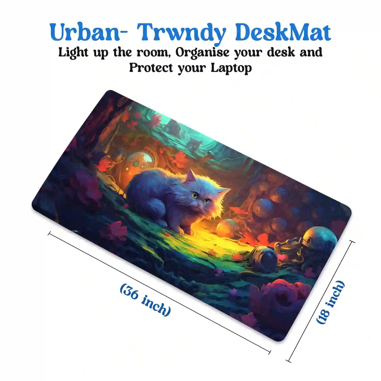 Neon Jungle Cat Desk Mat