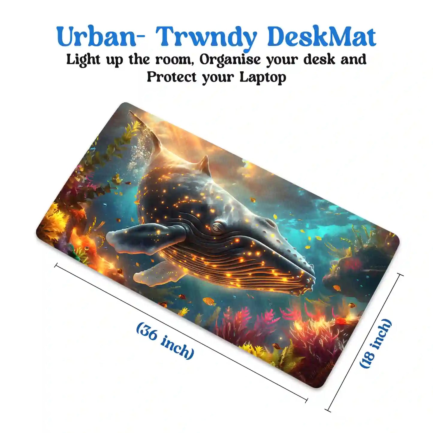 Enchanted Whale in Vibrant Reef Desk Mat