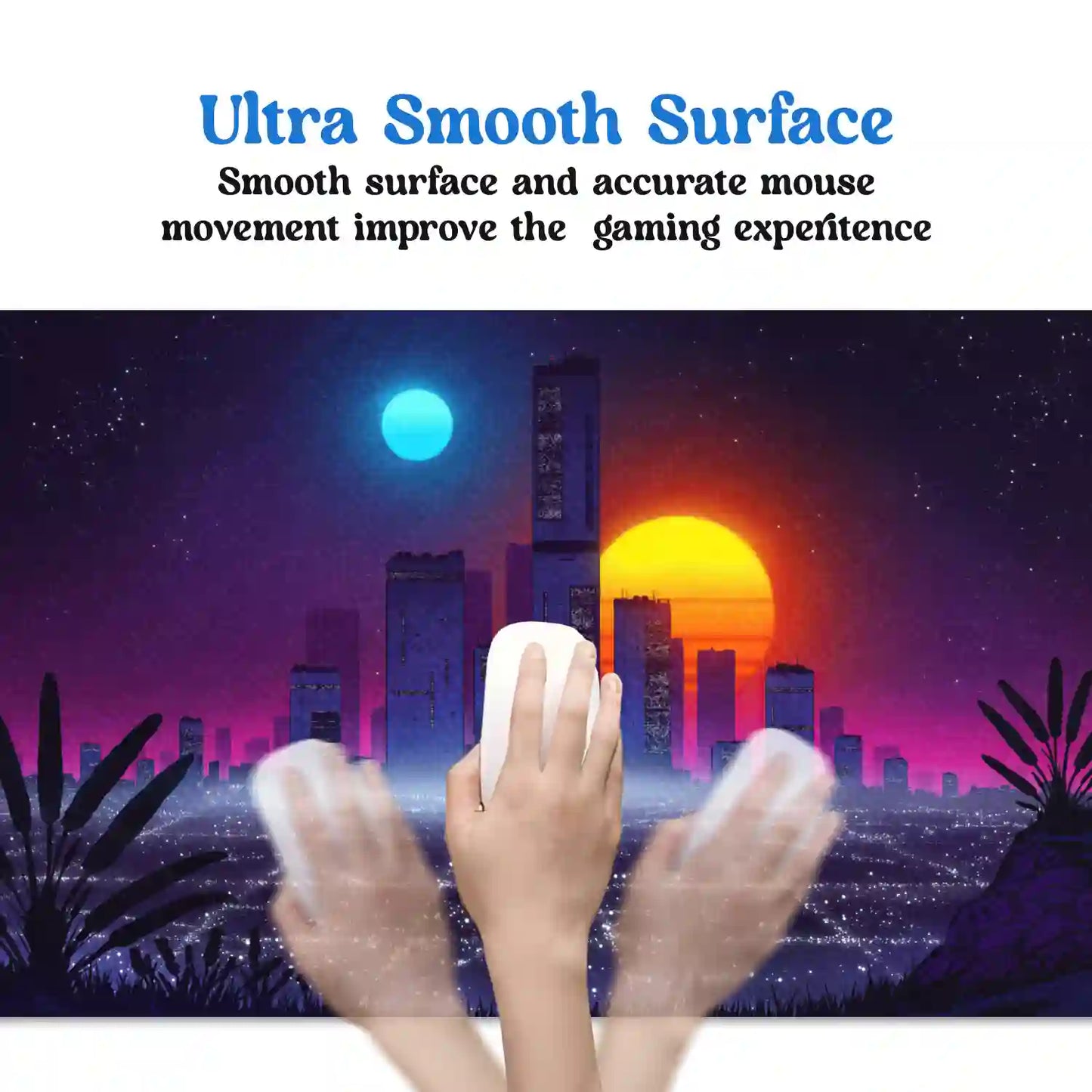 Neon Cityscape at Dusk Desk Mat