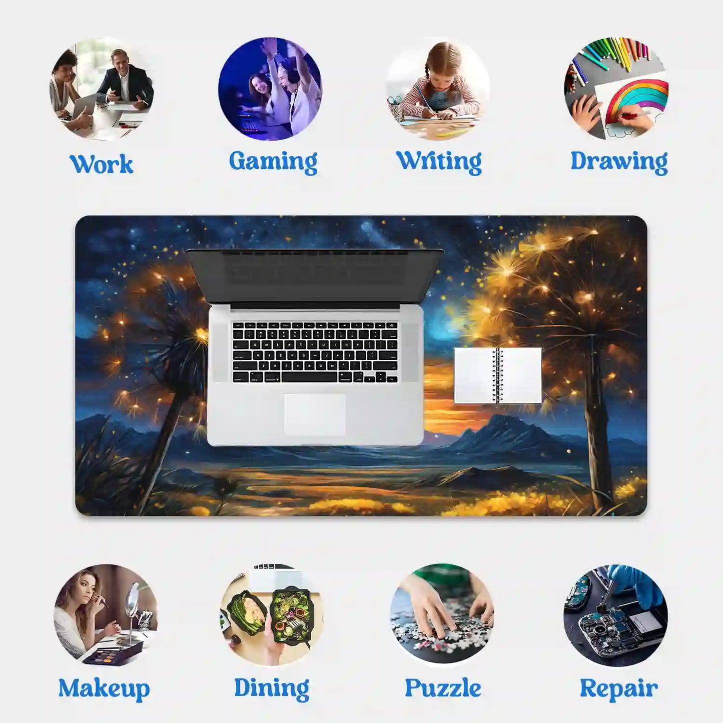 Golden Dreams at Dusk Desk Mat