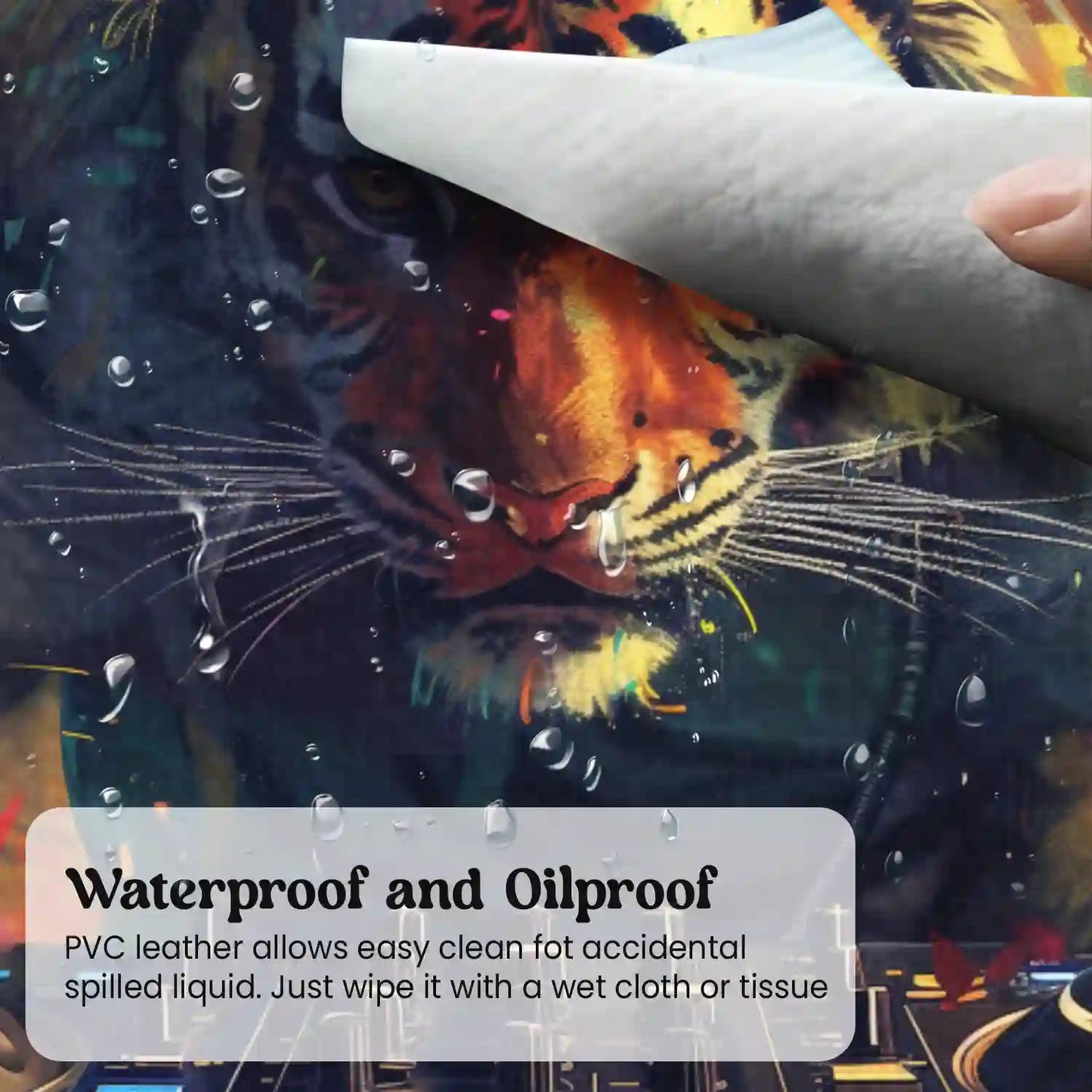 Tiger DJ in Action Desk Mat